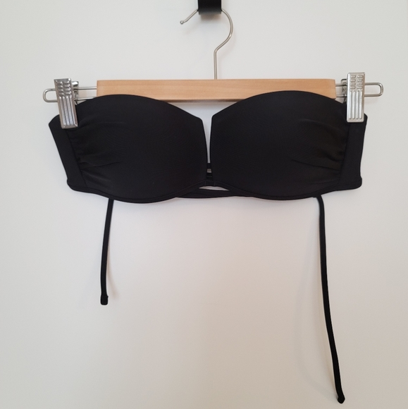 NWOT Aerie XS adjustable black swim strapless bandeau - Picture 1 of 8
